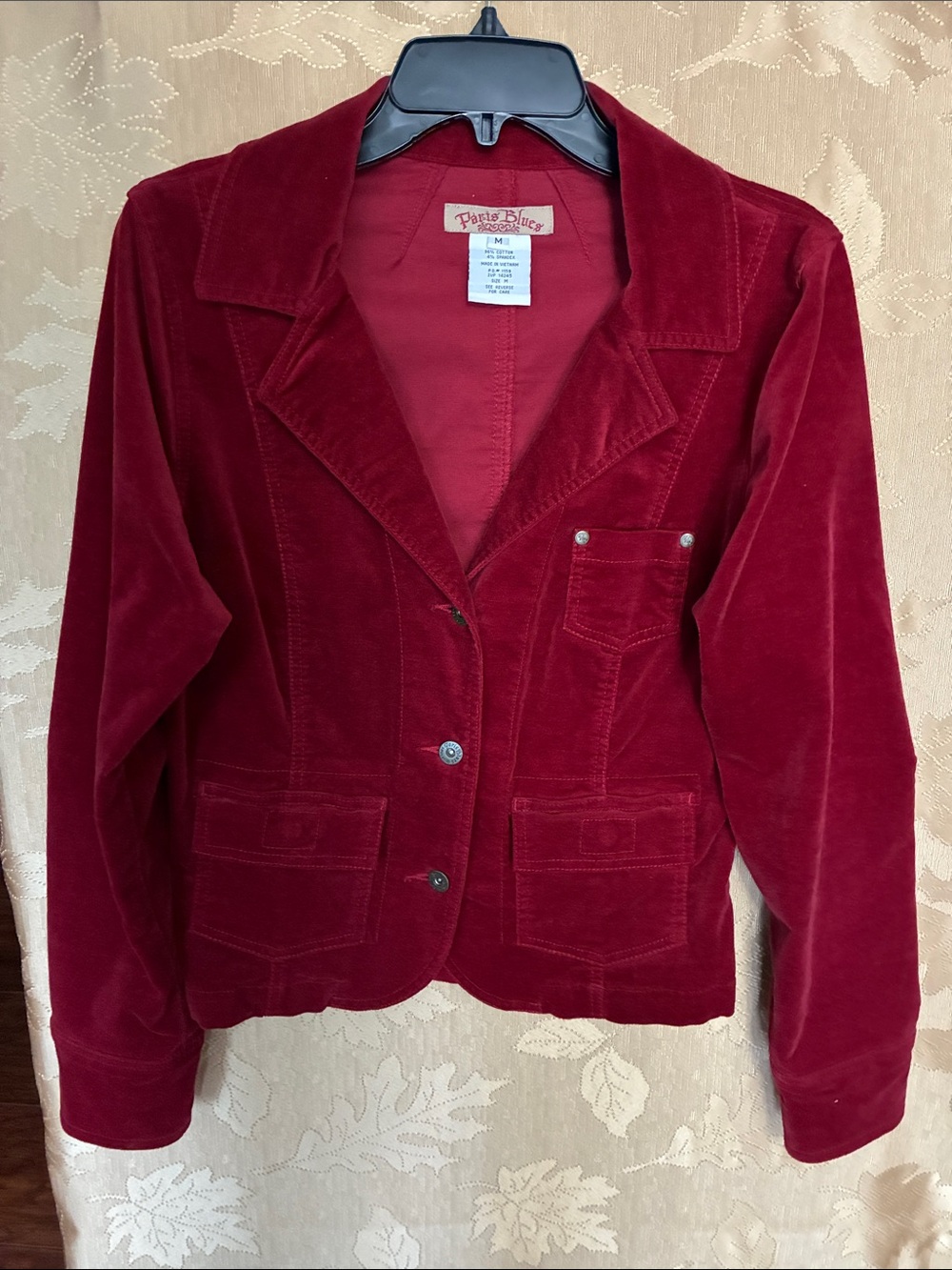 Paris Blues Burgundy Velvet Blazer Jacket